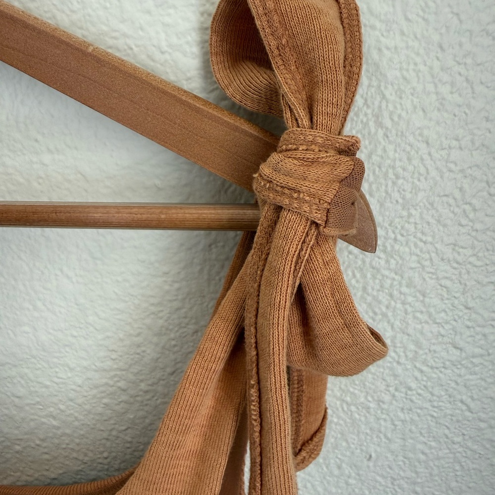 Free People Tie-Shoulder Ribbed Tank Top - Rust - Picture 3 of 4